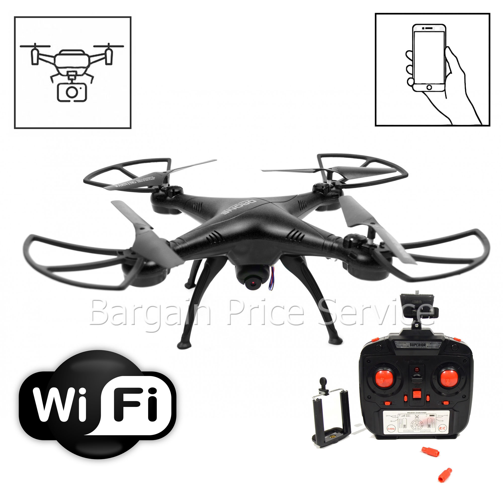 

Квадрокоптер дрон Drone 1 Million c WiFi камерой Черный