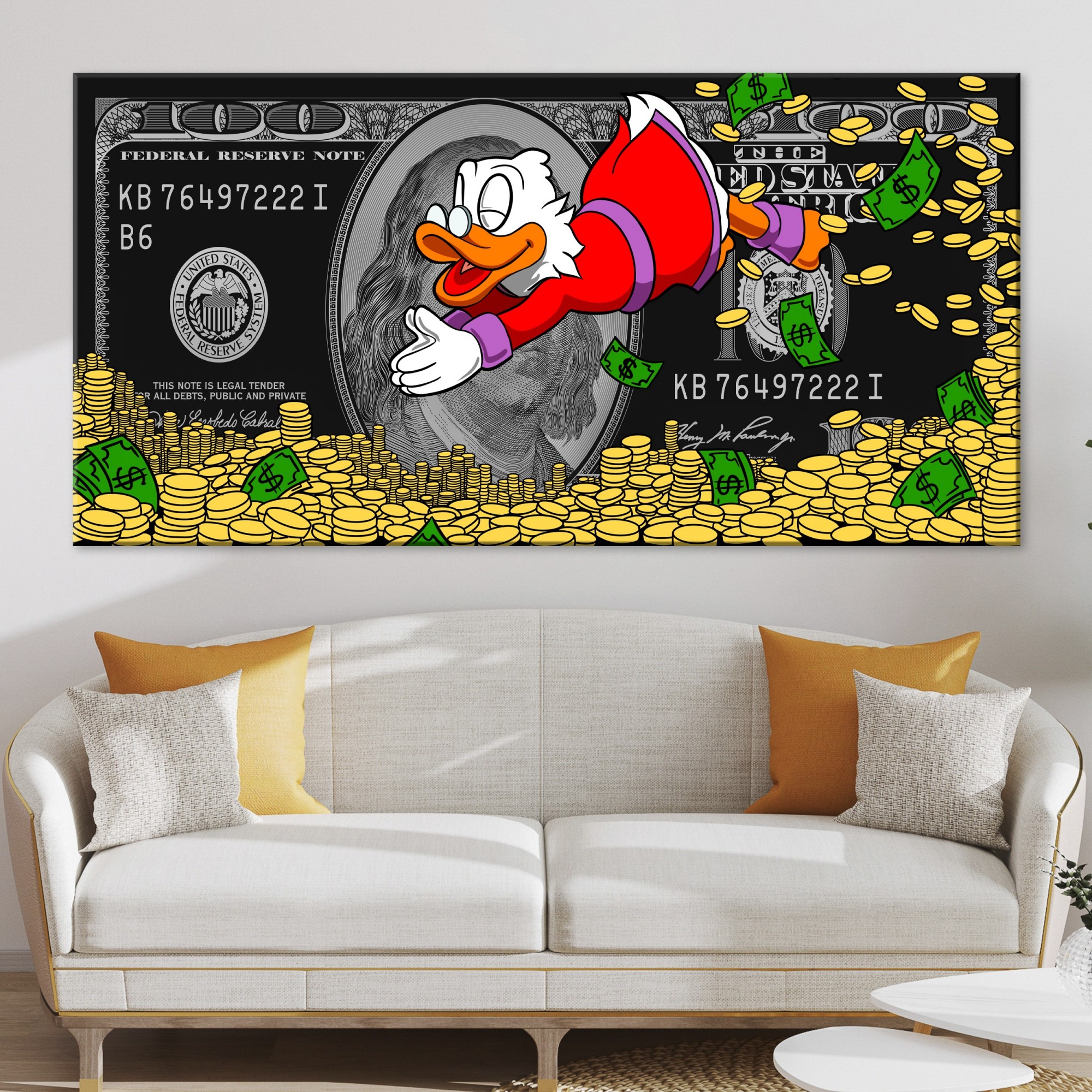 Картина Холстович 100$ scroodge 40х80 см. Интерьерная картина с ...