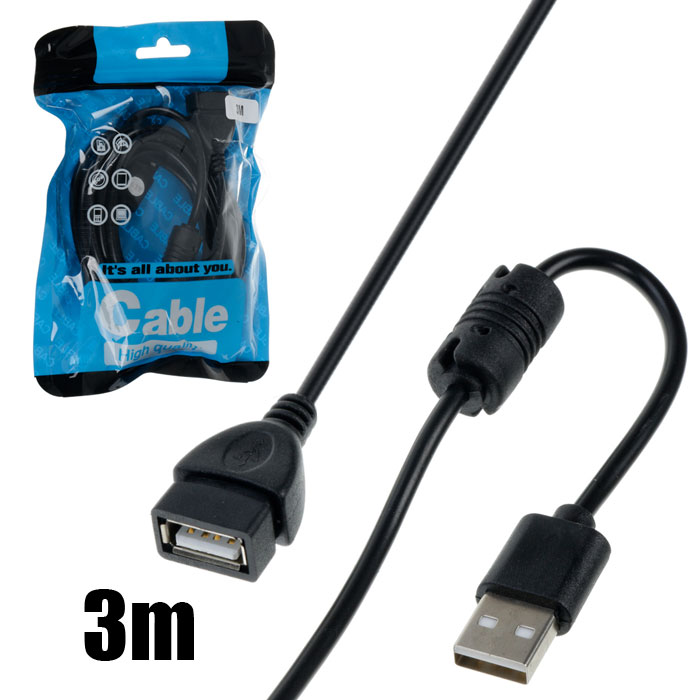 Удлинитель USB с ферритовым фильтром 3m черный – низькі ціни, кредит ...