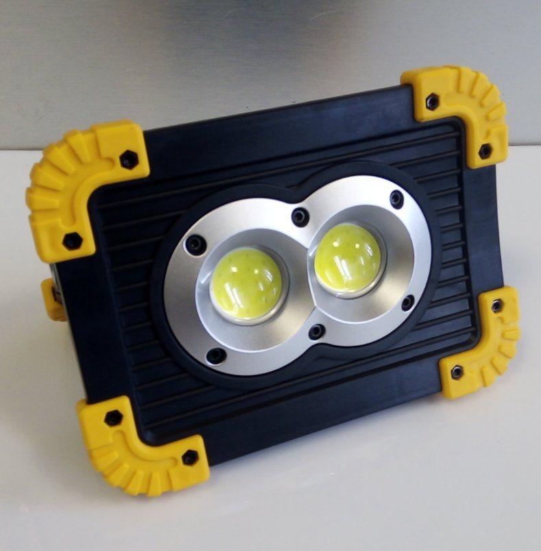 

Прожектор аккумуляторный LED 20W OSL+COB 300Lm + 300Lm 6500K IP65 жёлто-черний/ LMP90 с USB