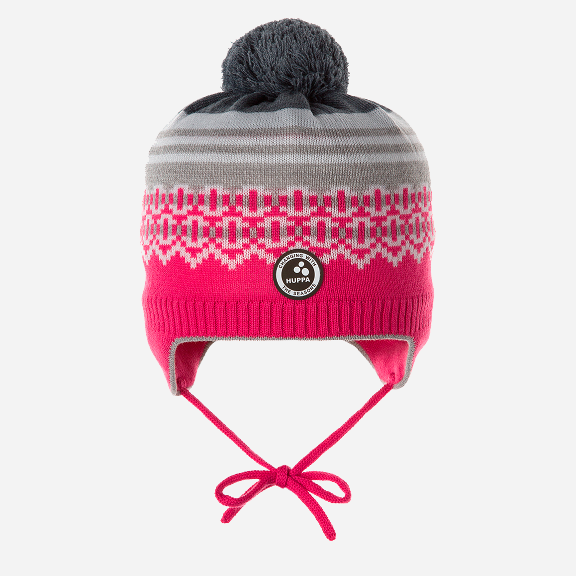 Акція на Дитяча зимова шапка в'язана на зав'язках з помпоном для дівчинки Huppa Francis 94400008-00063 49-51 см від Rozetka