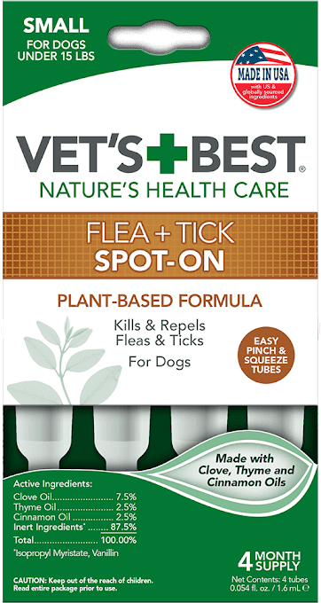 

Капли Vet's Best Flea&Tick Drops Small для собак весом до 7 кг 4 тубы