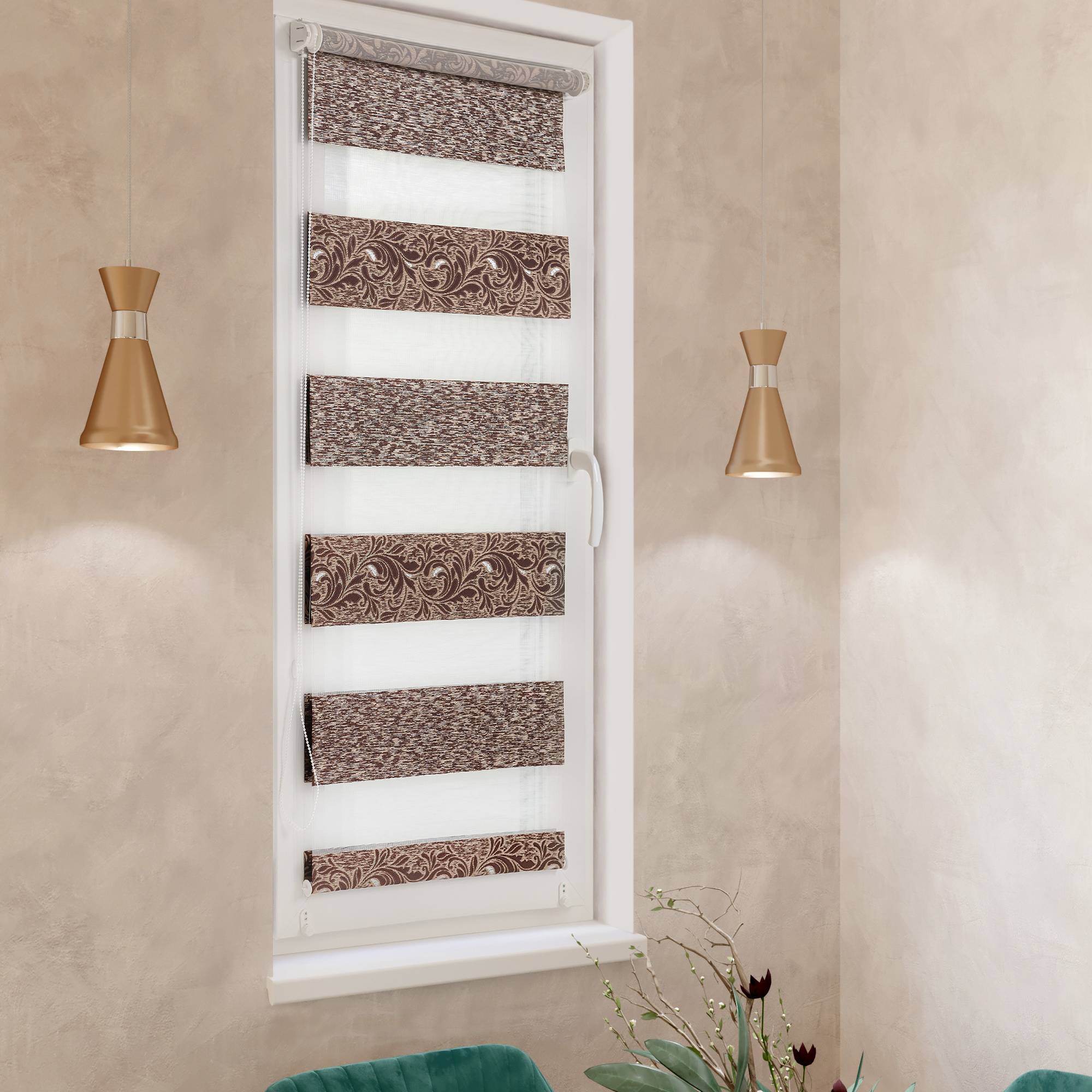 

Ролет тканевый Roll deLuxe День Ночь Жар-птица Шоколад 45x160 см