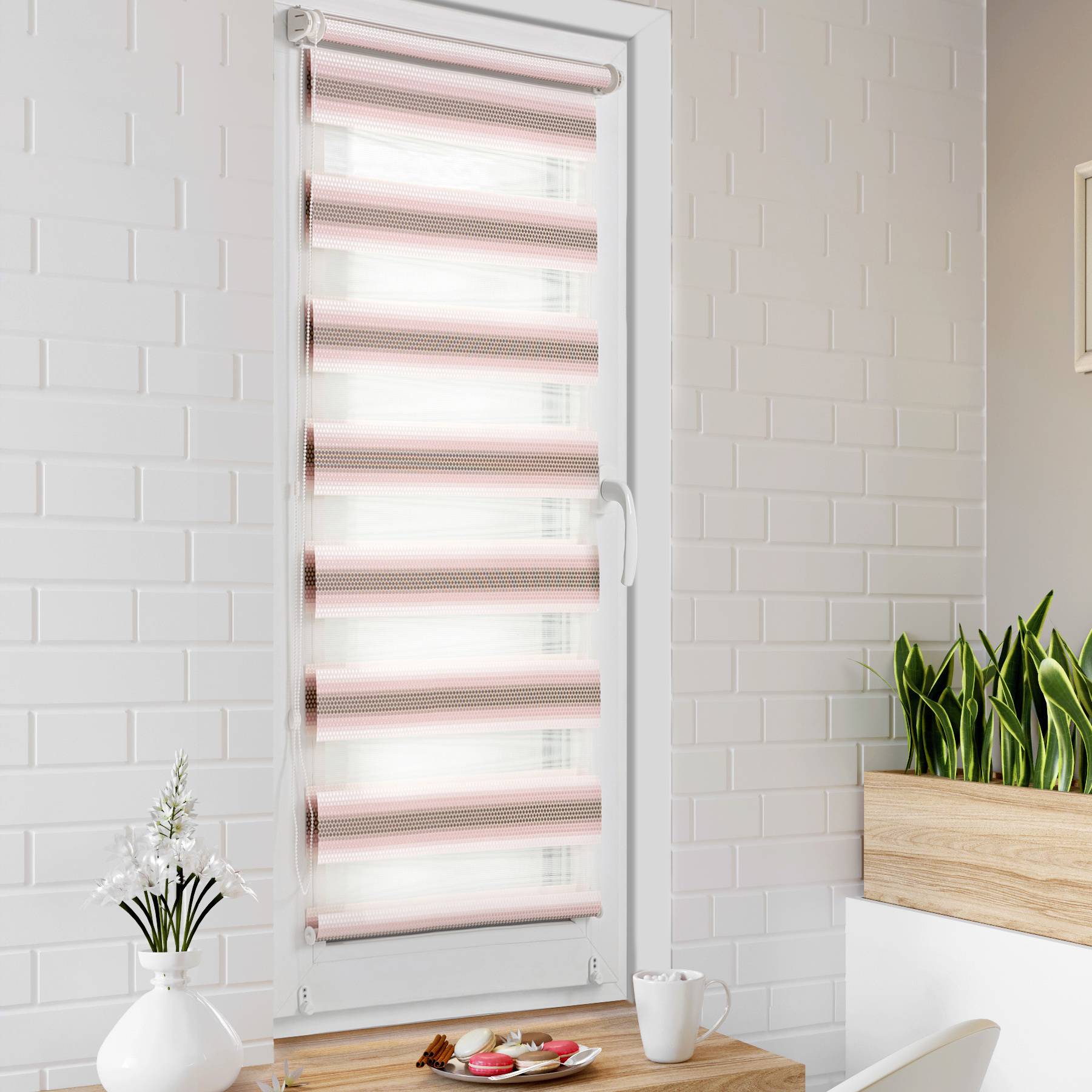 

Ролет тканевый Roll deLuxe День Ночь Мозаика баклажан 140x160 см