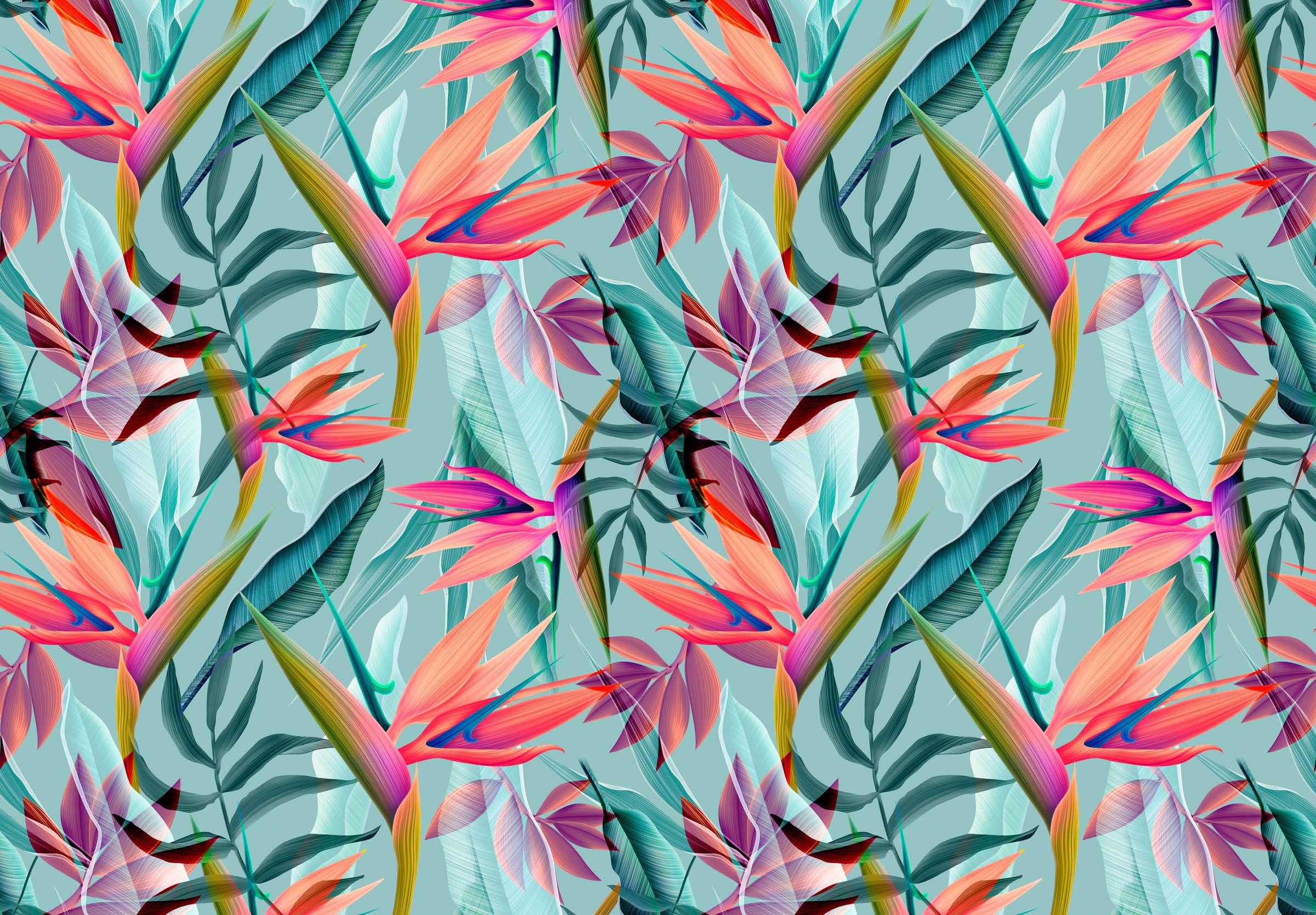 

Фотообои ArtSide Тропические цветы и листья (307791155) Глянец