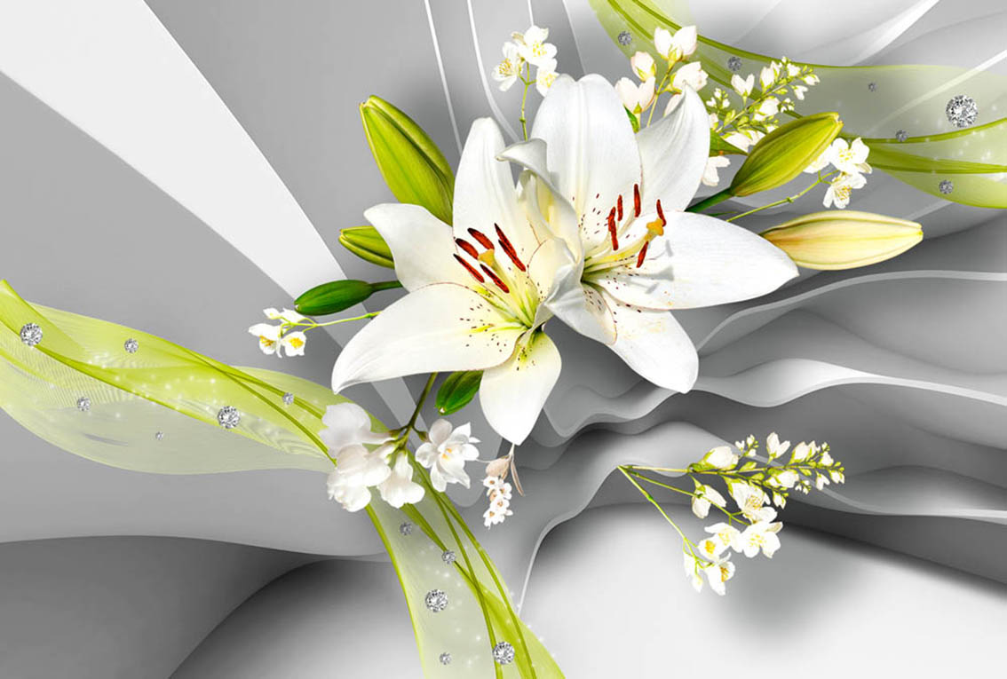 

Фотообои WS Wallpaper 3D Орхидеи 392*270 (31385) Песок