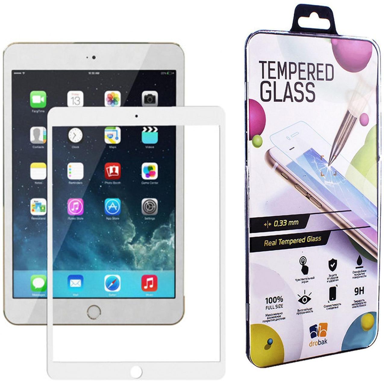 

Защитное стекло Drobak Full Cover Full Glue для Apple iPad 10.2" A2197 2019 White