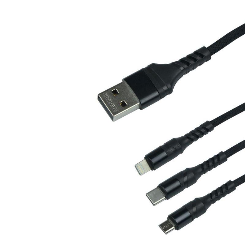 Кабель Remax RC-186th Speed 2.1A USB-Lightning/microUSB/USB Type-C, 1м ...