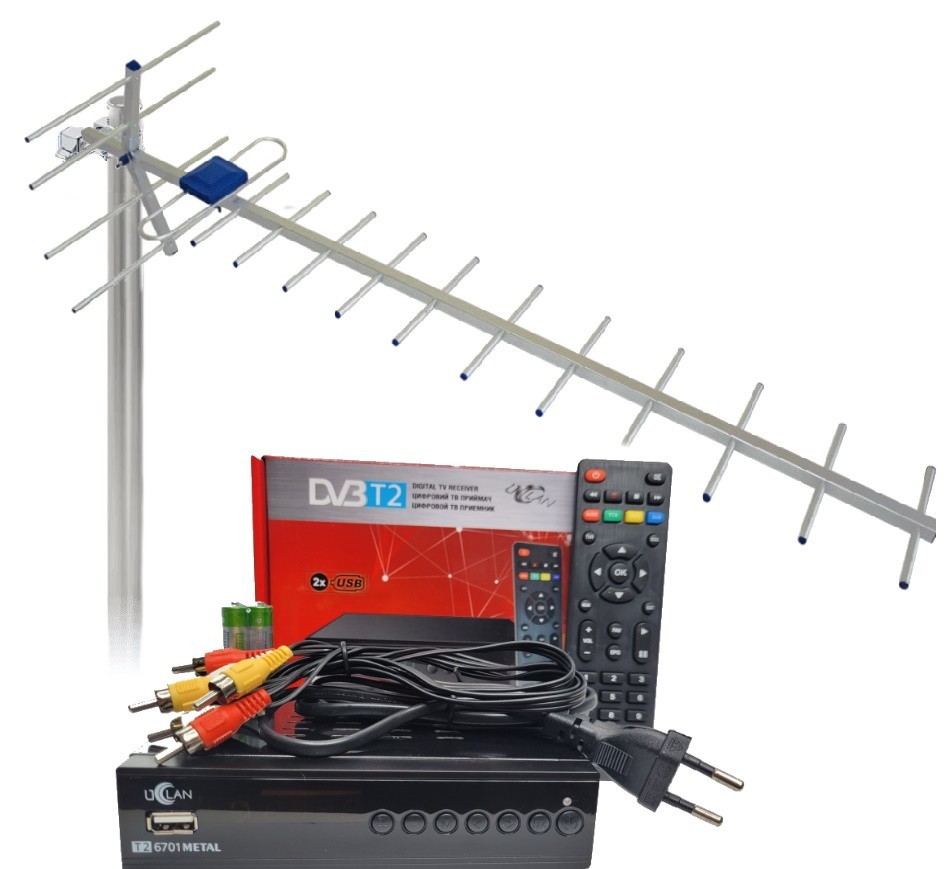 Дачный комплект Т2 : DVB-T2 тюнер uClan T2 6701 METAL с фунциями ...