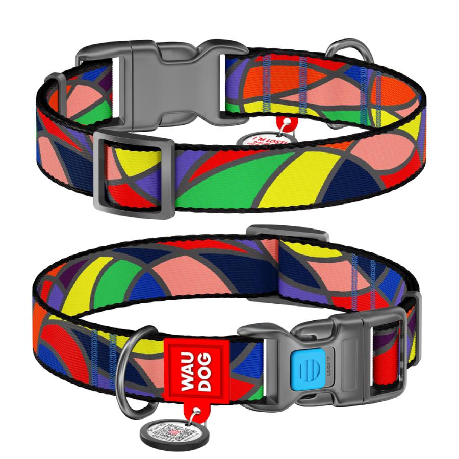 Нашийник для собак нейлоновий WAUDOG Nylon c QR паспортом, малюнок ...