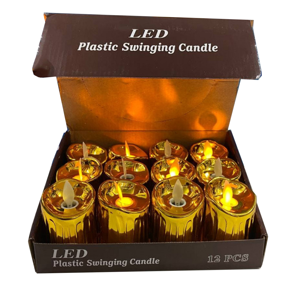 Светодиодные LED свечи набор из 12 шт Gold 7см Plastic Swinging Candle ...