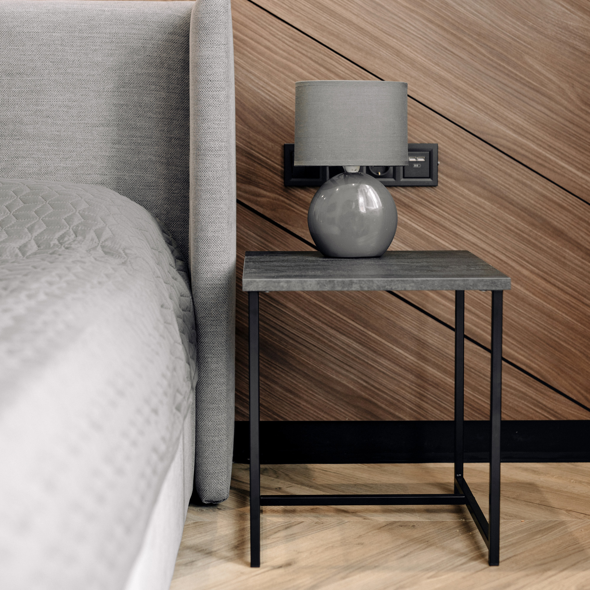 Стол журнальный Квадро S Adore Decor Черный + Угольный камень (металл ...