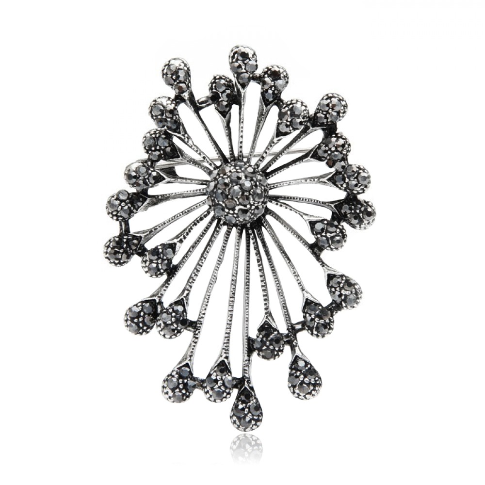 

Брошь женская BROCHE бижутерия с кристаллами Фейерверк серебристая BRBF111215