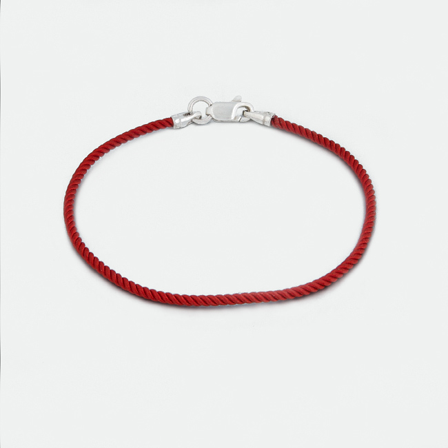 

Шнурок на руку с серебряным замком Jewel-case Красный крученый шелк 4022-kr 18.0