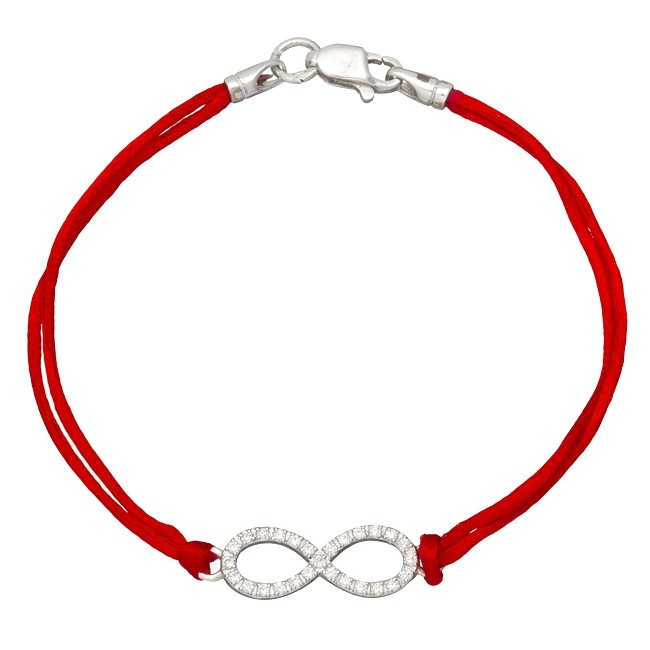 

Браслет Jewel-case Красный шелковый с серебряной вставкой Бесконечность Маленькая с камнями 4002-kr 14.0