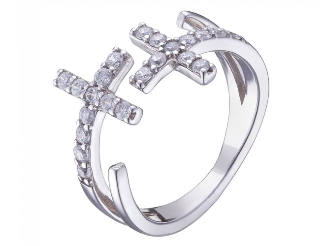 

Серебряное кольцо Jewel-case "Кресты" с куб. цирконием 1012 15