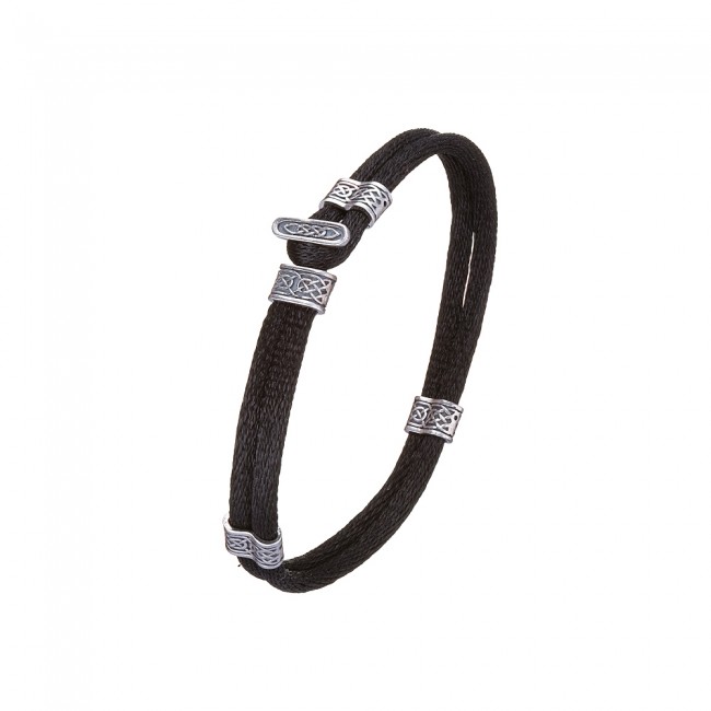 

Шнурок на руку с серебряными вставками Jewel-case Черный 4140-4 20.0