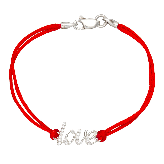 

Шнурок на руку с серебряной вставкой "LOVE" Jewel-case Красный 4028-kr 17.0