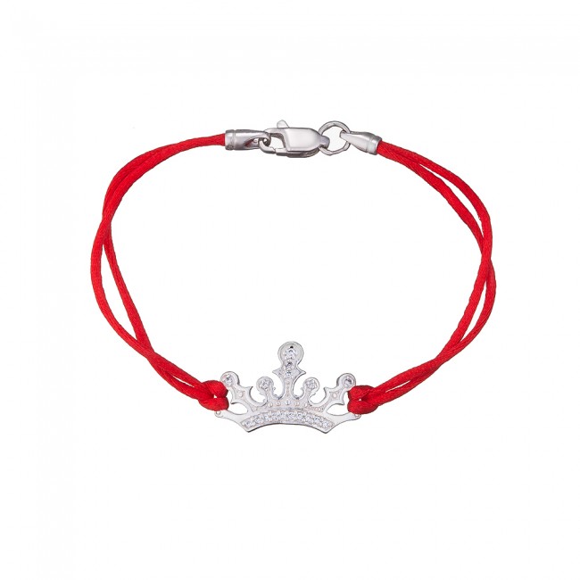 

Браслет Jewel-case Красный шелковый с серебряной вставкой Корона 4114-kr 16.0