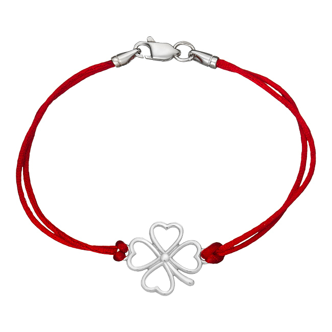 

Браслет Jewel-case Красный шелковый с серебряной вставкой Клевер 4039-kr 16.0