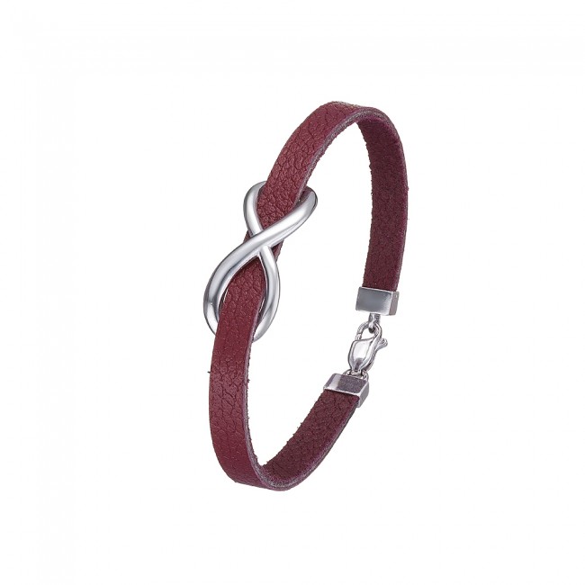 

Кожаный Браслет Jewel-case Цвет марсала с серебряной вставкой Бесконечность 4404-Mr 18.0