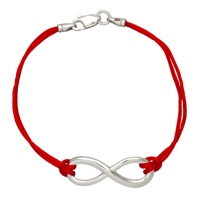 

Браслет Jewel-case Красный шелковый с серебряной вставкой Бесконечность Большая Гладкая 4003-kr 18.0