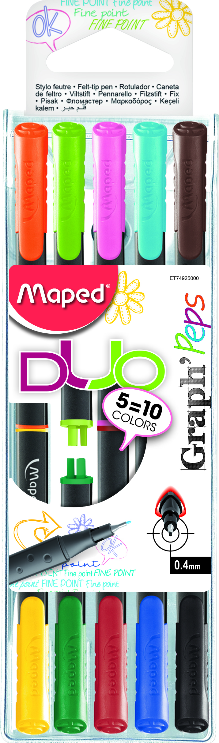 

Набор с 5 лайнеров Maped Graph Peps Duo 0,4 мм 10 цветов (MP.749250)