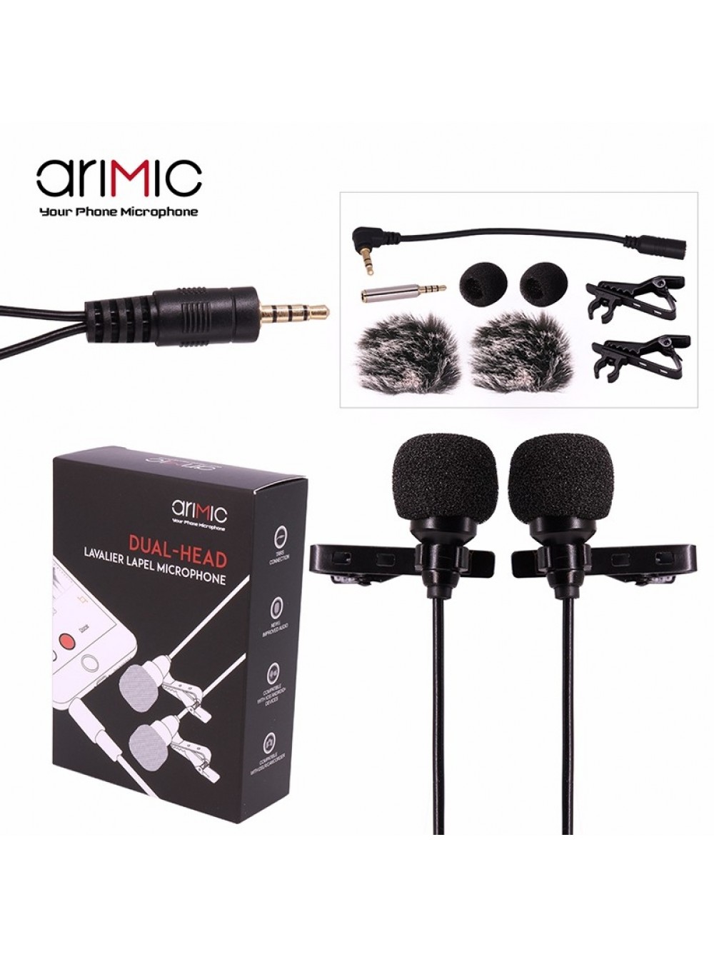 

Петличный микрофон (петличка) Ulanzi DUALMIC 1.5 M для смартфонов, компьютеров, планшетов