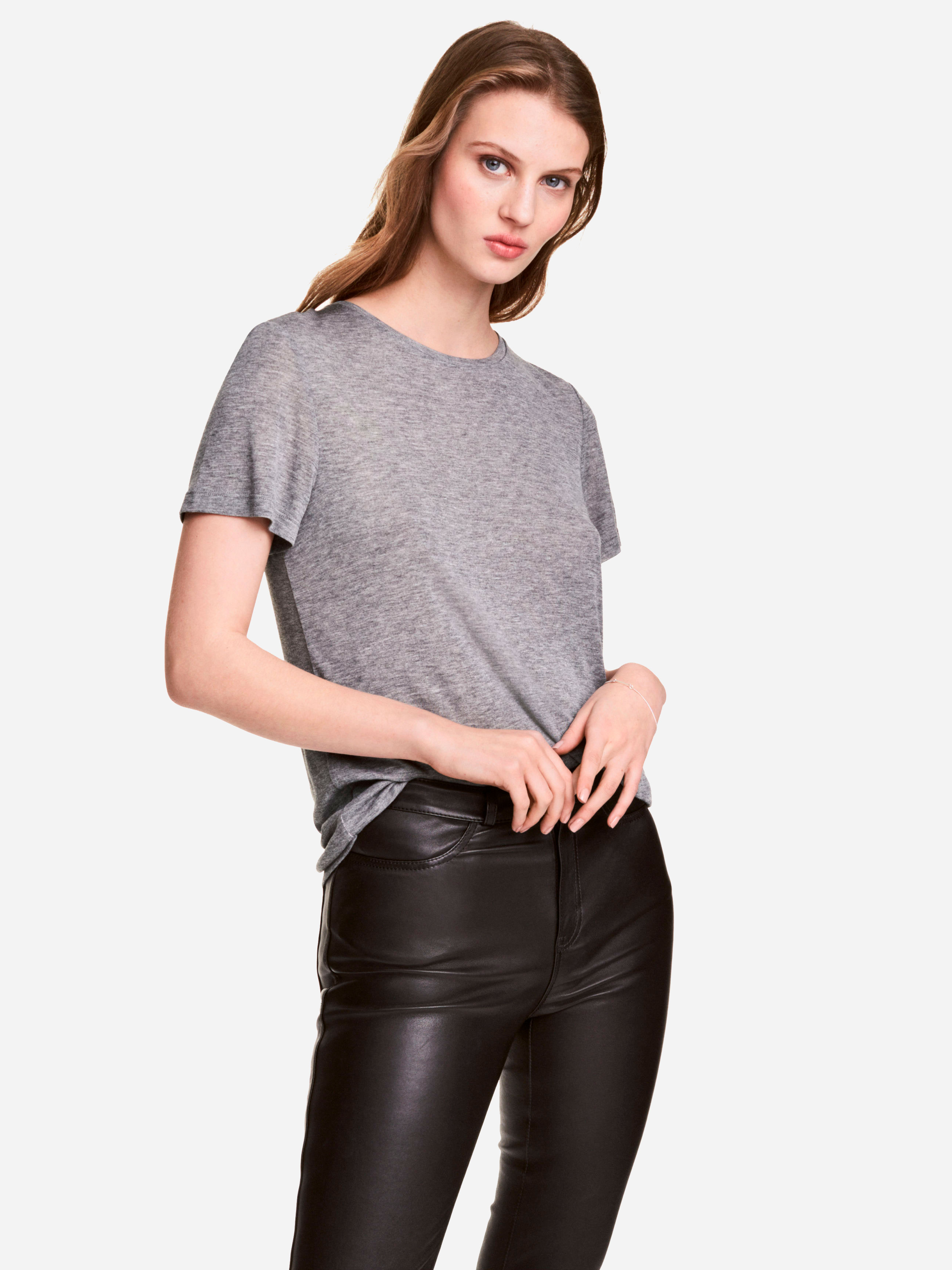 

Футболка H&M 4774635 34 Серая меланж