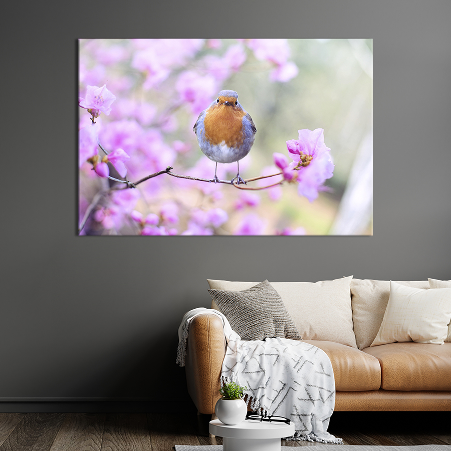 Картина птицы Зорянка на цветущей ветке 51x34 см (1741-1) – фото ...