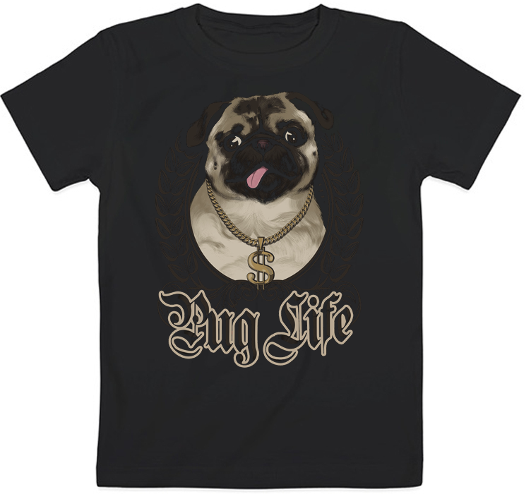 

Детская футболка Pug Life - Chain (чёрная) 1-2 92