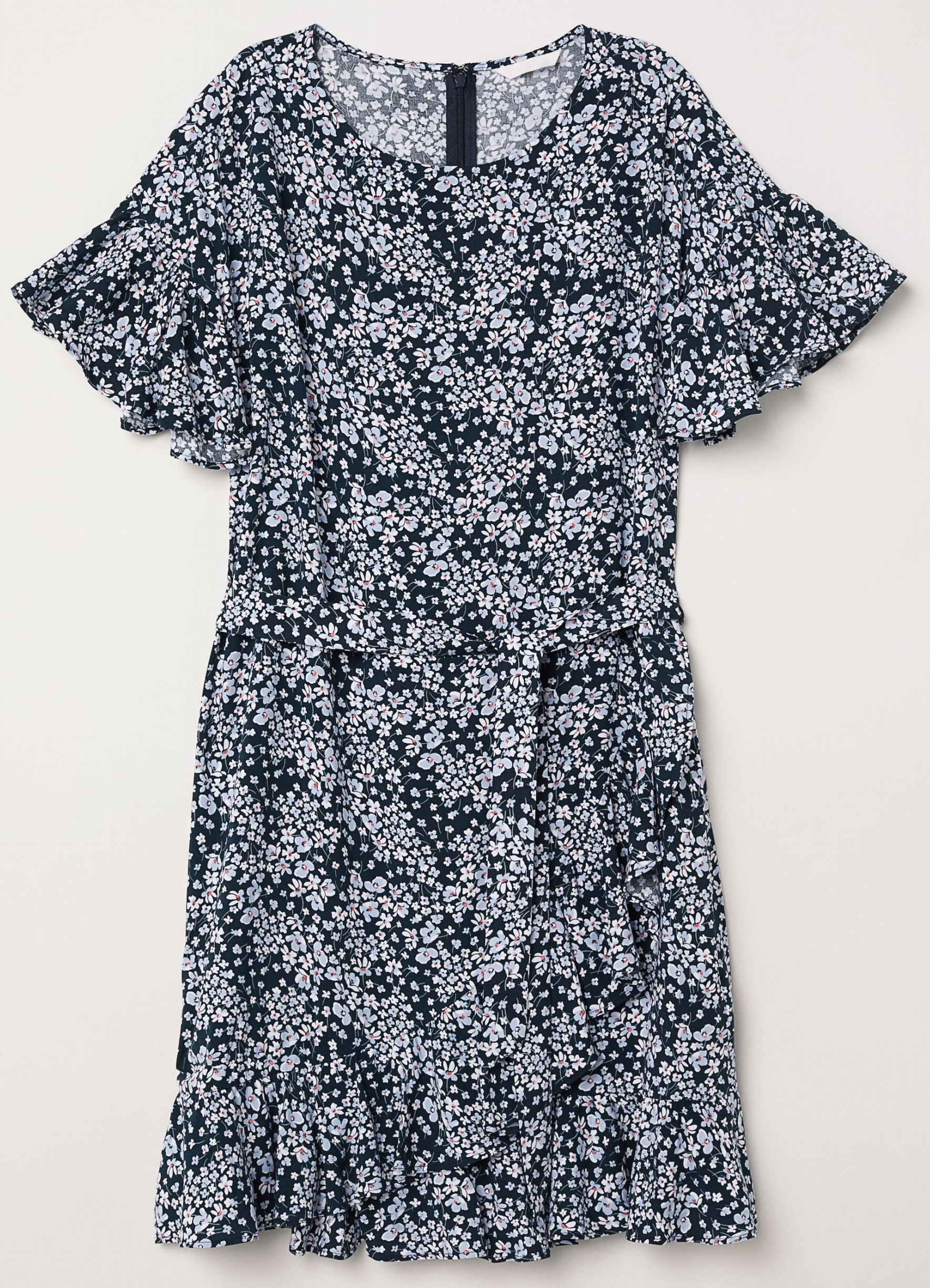 

Платье H&M 6338147RP6 34 Темно-синее в цветы