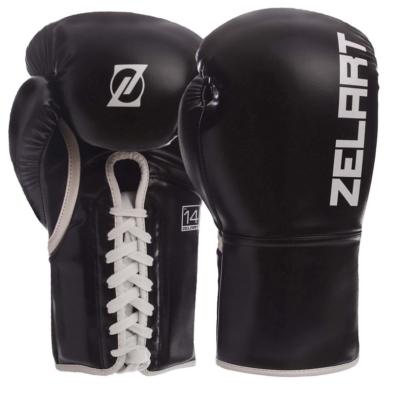 

Перчатки боксерские PU на шнурках ZELART BO-1348 (р-р 10oz, черный) /2