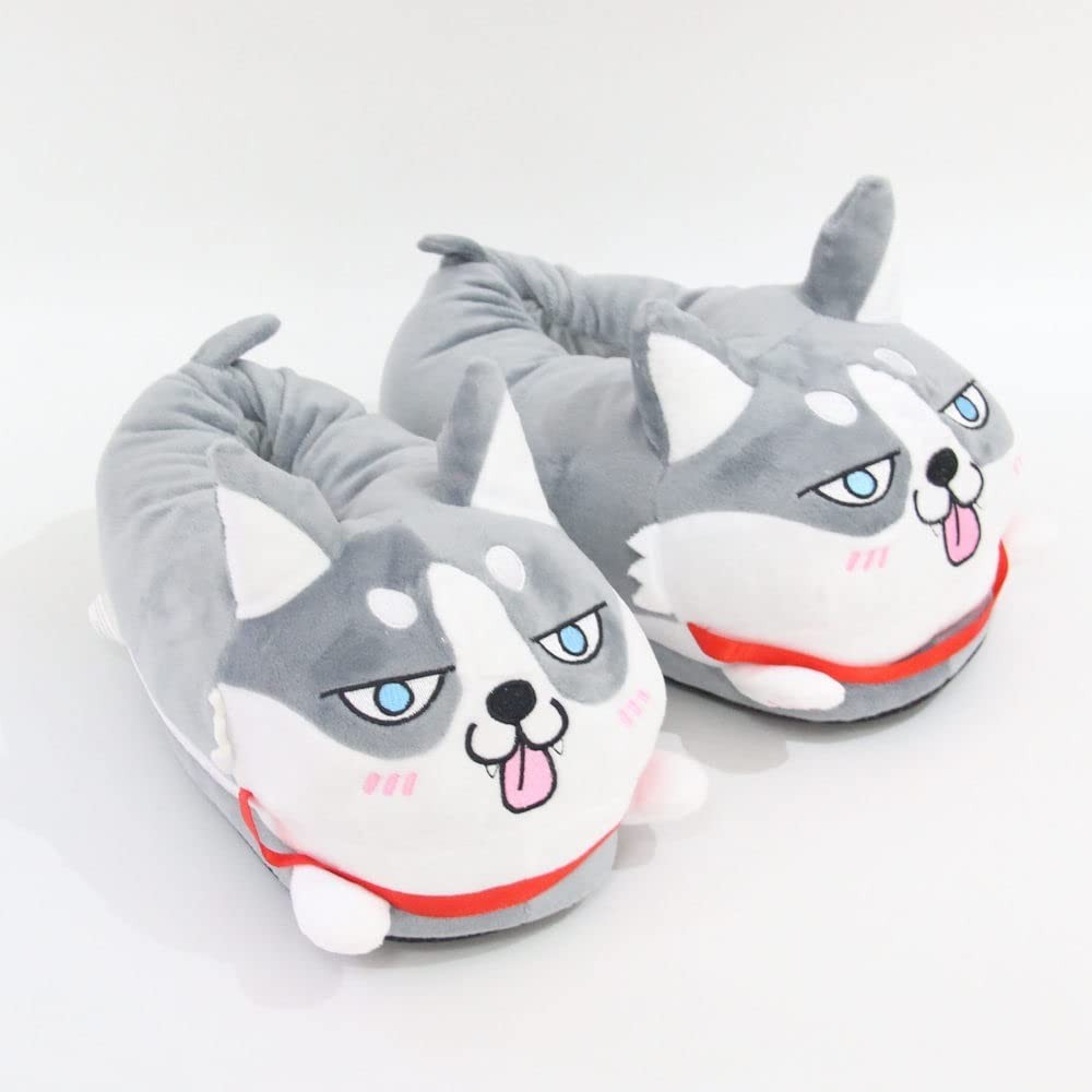 Домашние тапочки мягкие Kigurumi Хаски Комнатные Теплые Женские Серые ...