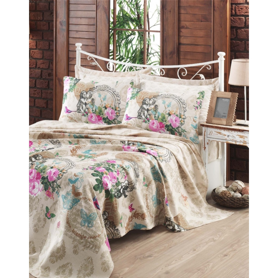 

Покрывало пике Eponj Home - Angel bej бежевый вафельное 160*235