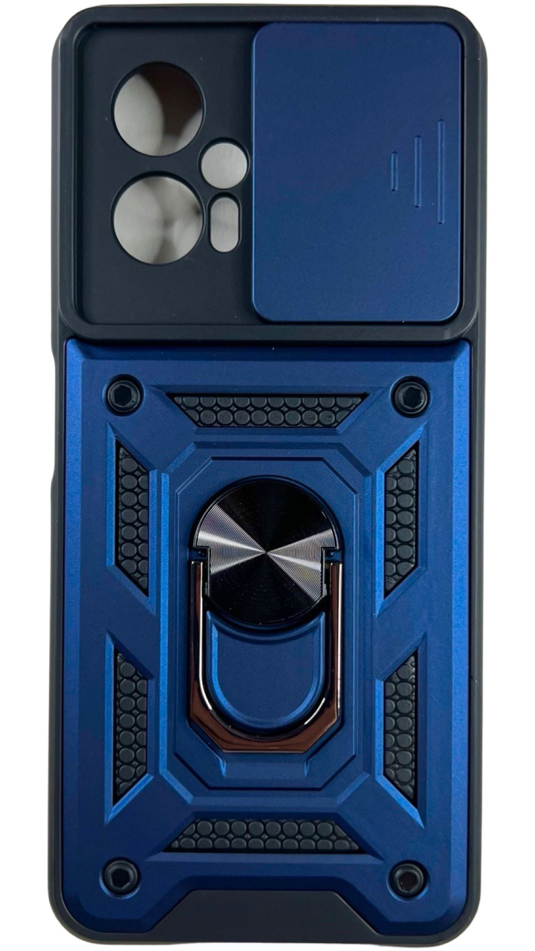 Чехол Camshield c кольцом-подставкой со шторкой на Poco X4 GT синий ...