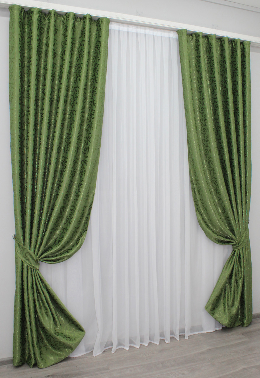 Комплект штор VR-Textil блэкаут зелёные 270х150 см 2 шт (30-802) – фото ...