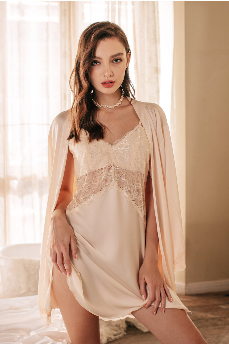 

Комплект домашний женский 2 в 1 Valenciennes Berni Fashion (L) Кремовый