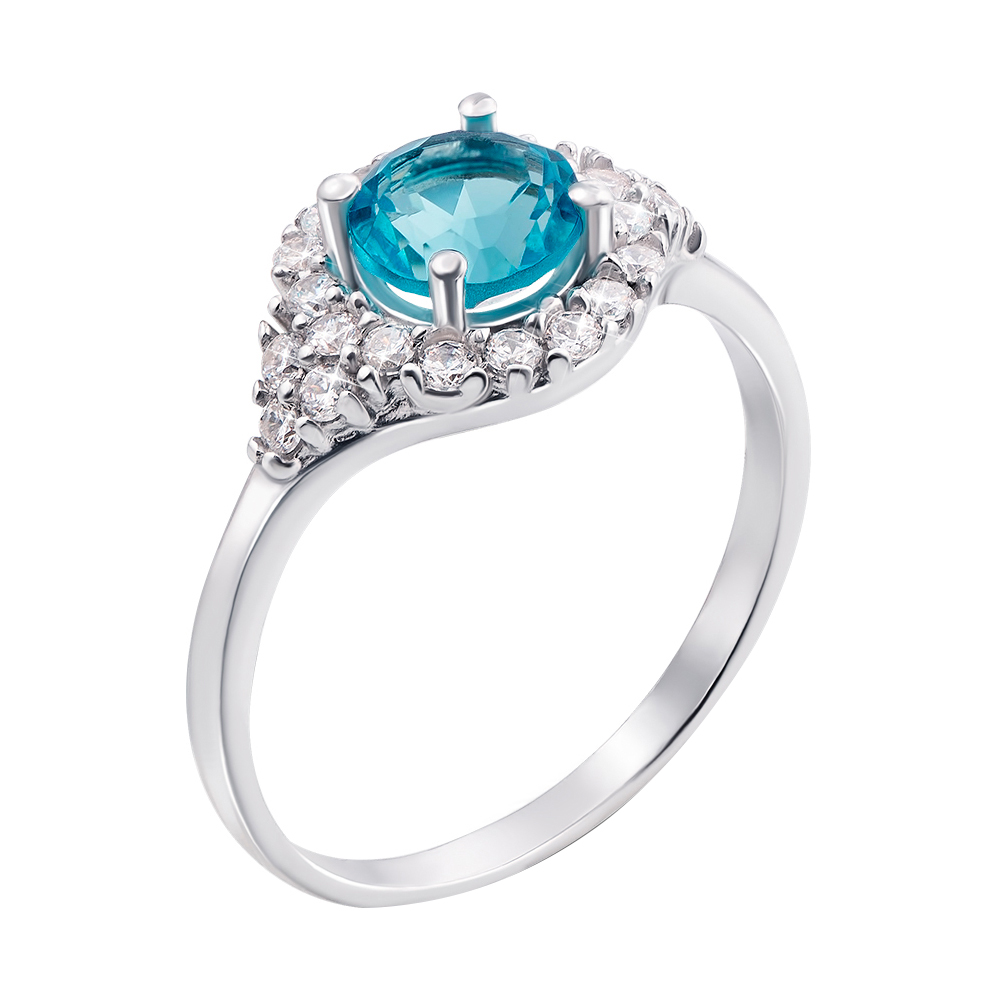 

Серебряное кольцо с кварцем и фианитами 000133642 17 размера