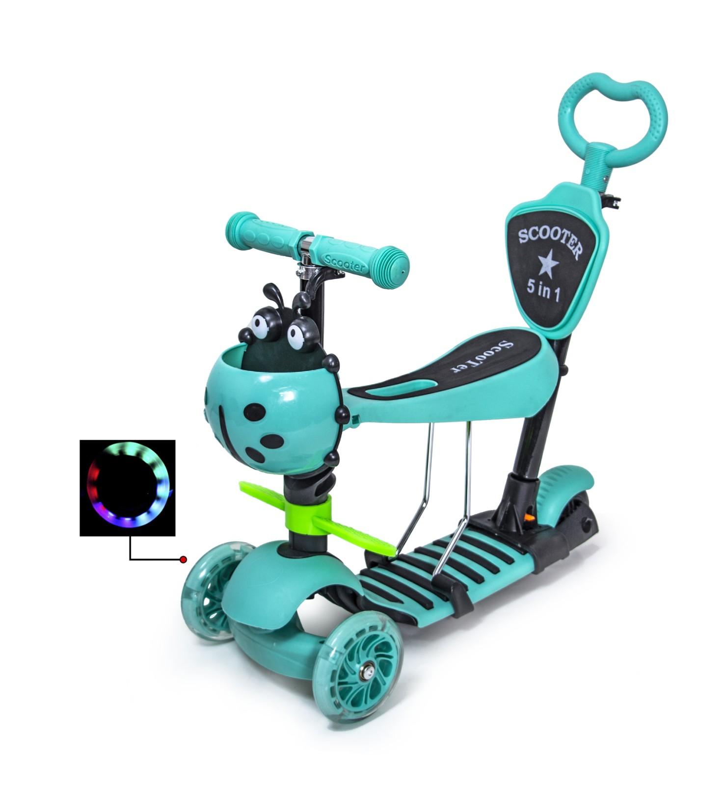 

Детский самокат SCOOTER 5 в 1 TIFFANY с Родительской ручкой и сиденьем Светящиеся колеса (SD 1945250350)