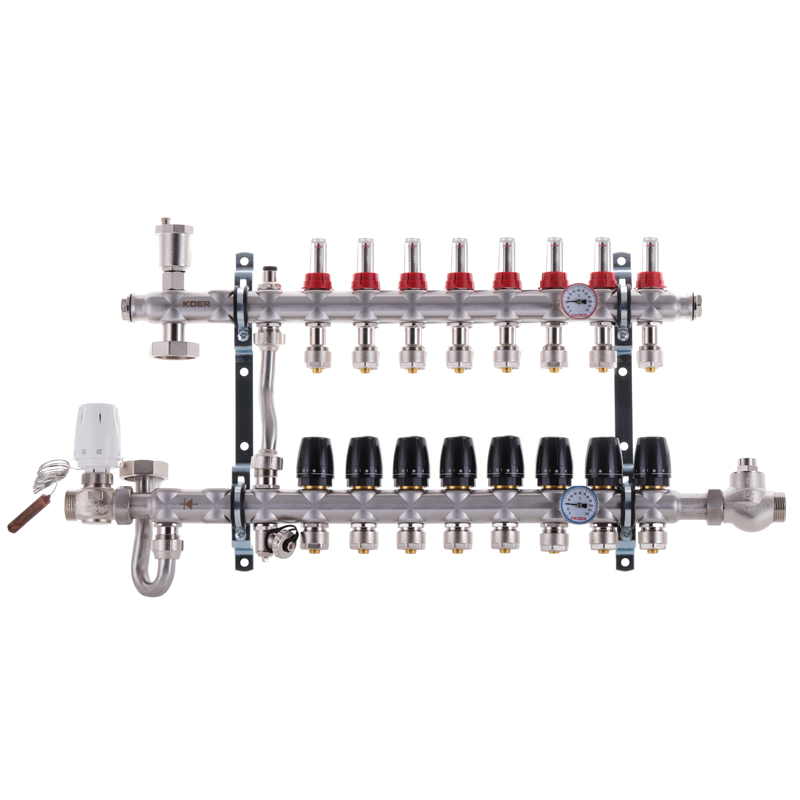 Коллектор со встроенным смесительным узлом KOER KR.S1011-8 1\"х8 SUS304 ...