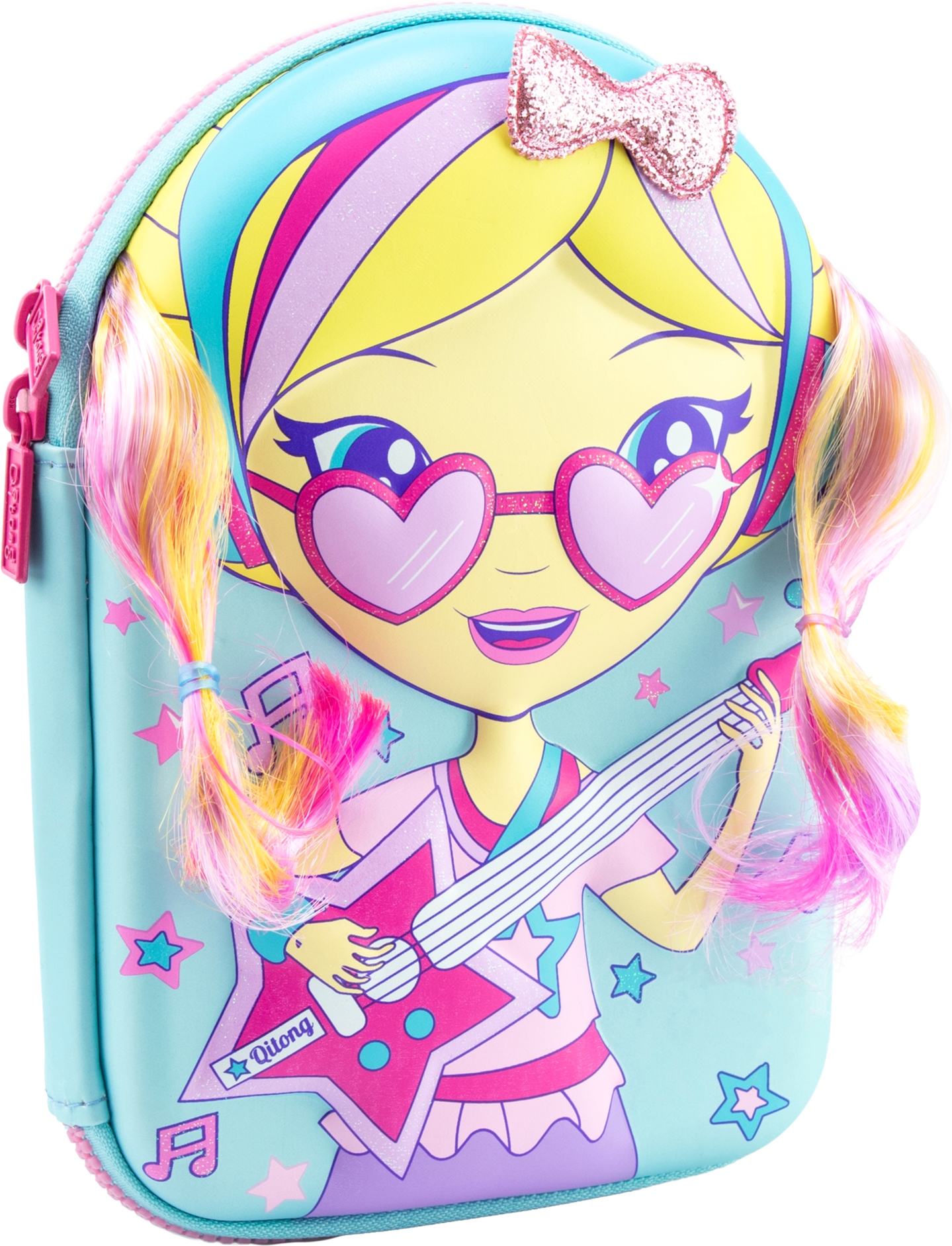 

Объемный 4D пенал с прической Cool For School 1 отделение Голубой (QT-5731-Blue)