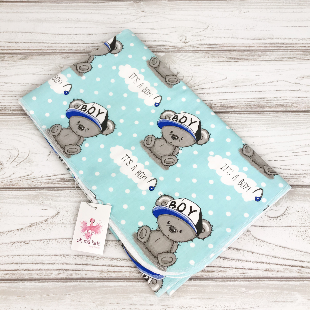 

Пелёнка непромокаемая многоразовая Oh My Kids 100х80 см Мишки Boy
