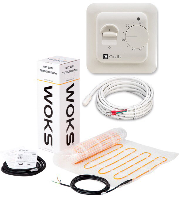 

Теплый пол WoksMat/160 двухжильный мат 1280 Вт 8 м2 в комплекте с механическим терморегулятором в комплекте