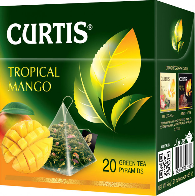 Чай Curtis зелений пакетований Tropical Mango зі смаком манго 36 г (20* ...