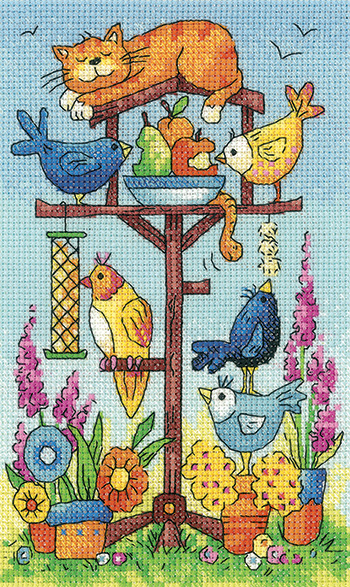 

Набір для вишивання хрестиком "Годівниця для птахів//Bird Table" Heritage Crafts H1361
