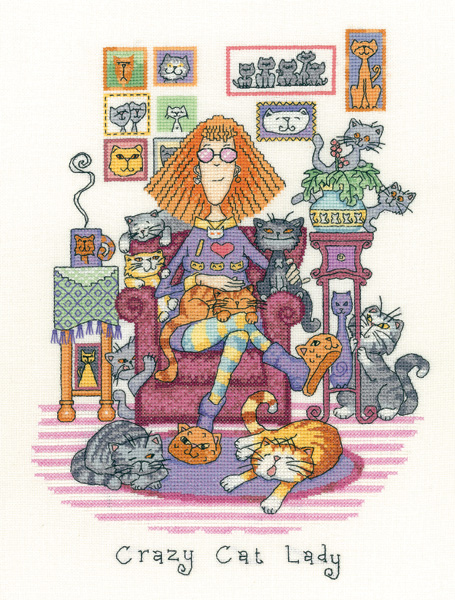 

Набір для вишивання хрестиком "Кошатниця//Crazy Cat Lady" Heritage Crafts H1229