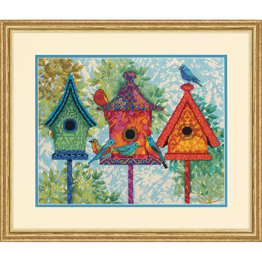 

Набір для вишивання гобеленом "Барвисті будиночки для птахів//Colorful Birdhouses" DIMENSIONS 71-20088
