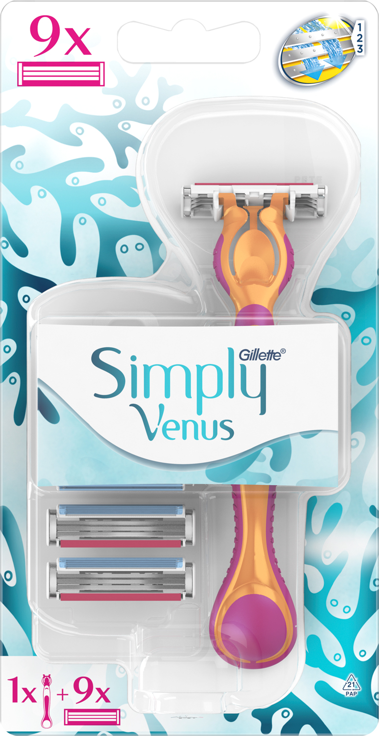 Станок для бритья женский (Бритва) Gillette Simply Venus 3 с 9 сменными ...