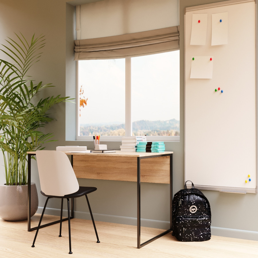 

Компьютерный стол Fenster Школьный Чёрный 74x120x60 ДСП Дуб сонома
